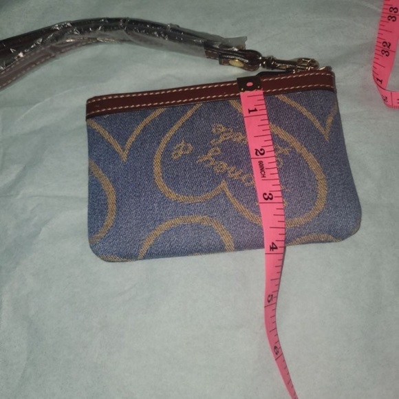 Dooney And Bourke Denim Hearts Wristlet - Picture 8 of 8